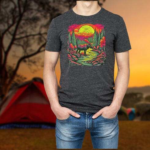 Moose in the Mountains Crewneck T-Shirt-Unisex